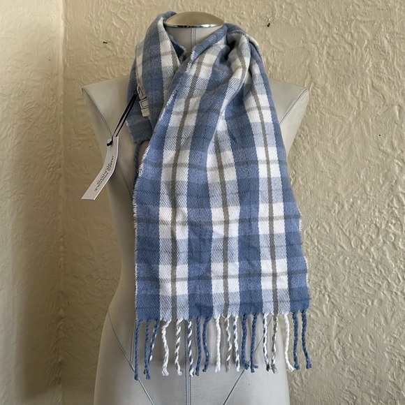 Accessories - James Pringle Weavers Light Blue White Plaid Scarf NWT
